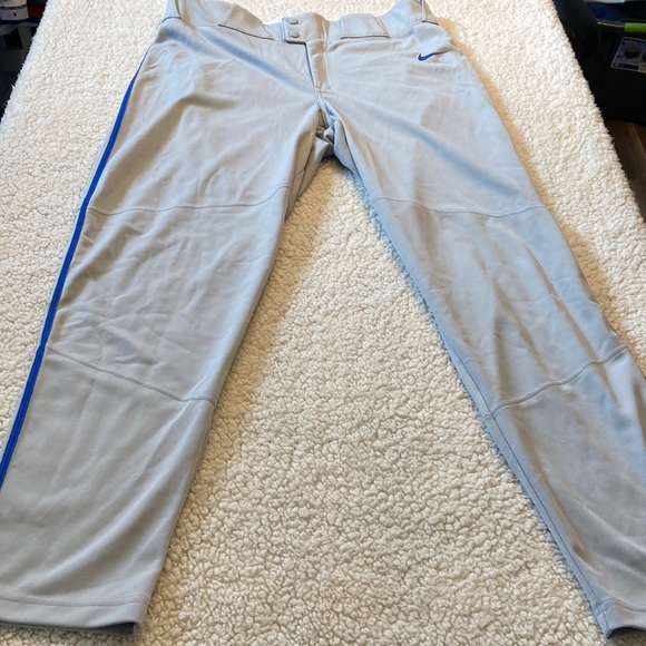 Nike Pants Mens Nike Baseball Pants Grey With Blue Piping Poshmark